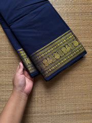 RF975 Navy blue shade Kanchi Cotton Saree with Annam and mango pattern