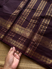 RF1067 Deep coffee brown ~ Kanchi Cotton Saree