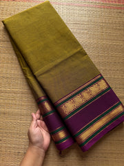 RF498 Mehendi green with dark magenta pink combination Silk saree inspired Kanchi cotton saree
