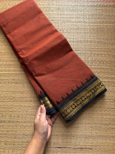 RF698 Rustic orange with black combination vintage Podikattam Kanchi cotton saree with small border