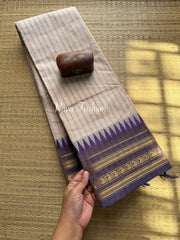 RF21 Half while shade with Lavender Combination Kanchi Cotton Saree With Stripped pattern - RF21