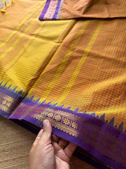 RF510 Premium small border vintage Podikattam Kanchi cotton saree with dark mango & purple shade