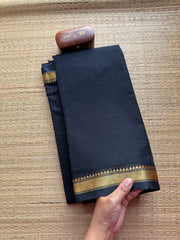 Black Narayanpet Mercerised Cotton Saree With Small Border