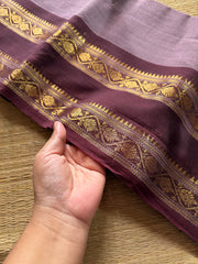 RF322 Grape tone with brown combination Silk Saree Inspired Kanchi Cotton Saree
