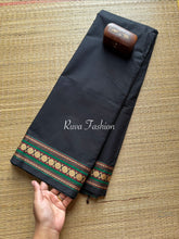 RF6 Black Soft Kanchi Cotton Saree With Small Thread Border - RF6