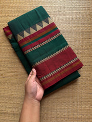 RF566 Bottle green shade Mercerised Narayanpet cotton saree