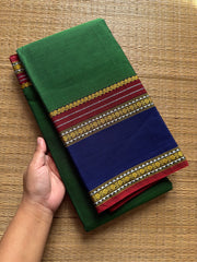RF1218Green ~ vintage style gap border mercerised Narayanpet cotton saree