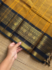 RF1157 Mustard with black Kanchi cotton saree
