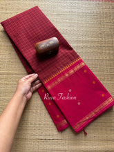 RF31 Maroon with dark pink Vintage Style Border with checks pattern & handwoven Buttas on the border - RF29