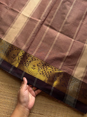 RF1178 Biscuit shade with brown combination Kanchi cotton saree