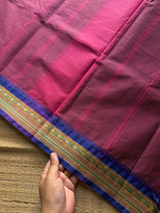 RF967 Dual tone magenta pink ~ Thread border Kanchi Cotton Saree