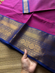 RF726 Magenta Pink shade Kanchi cotton saree with checks / Kattam pattern