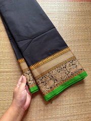 RF629 Black shade thread border soft Kanchi cotton saree
