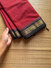 RF995 Maroon with black ~ Small border Kanchi cotton saree