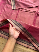 RF976 Baby pink shade Mercerised soft Narayanpet cotton saree with small contrast thread border