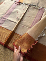 RF402 Cream Shade Kanchi Cotton Saree