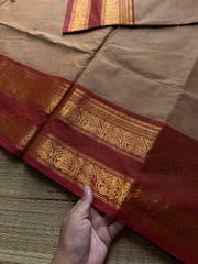 RF848 Beige shade Kanchi cotton saree with Rettapet border