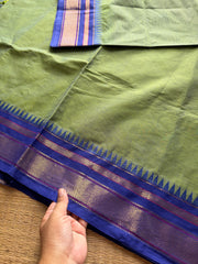 RF186 Dual Tone Green Shade with Royal Blue Combination Kanchi Cotton saree