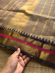 RF286 Biscuit shade Kanchi cotton saree with small Zari border