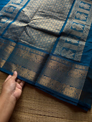 Rf1383 Premium Rich Pallu Kanchi cotton saree with vaira Oosi pattern ~ Dual tone sky blue