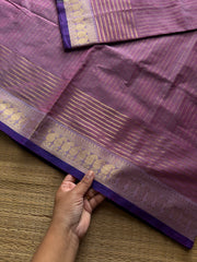 RF1255 Lilac Flower shade ~ Premium Vaira Oosi Kanchi cotton saree with contrast small border