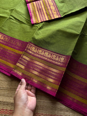 RF1298 Dual tone parrot green shade Kanchi Cotton Saree ~ Silk Saree Inspired