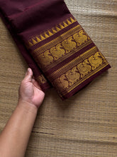 RF1115 Dark maroon Rettapet border Kanchi cotton saree