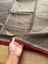RF115 Grey shade Mercerised Narayanpet cotton saree with small contrast border