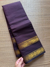 RF256 Monotone Brown Shade Kanchi Cotton Sarees small With Rich golden Zari annam pattern Rettapet border