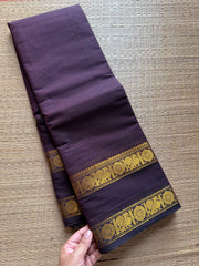 RF256 Monotone Brown Shade Kanchi Cotton Sarees small With Rich golden Zari annam pattern Rettapet border