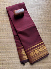 Monotone Maroon Zari Border Kanchi Cotton Saree