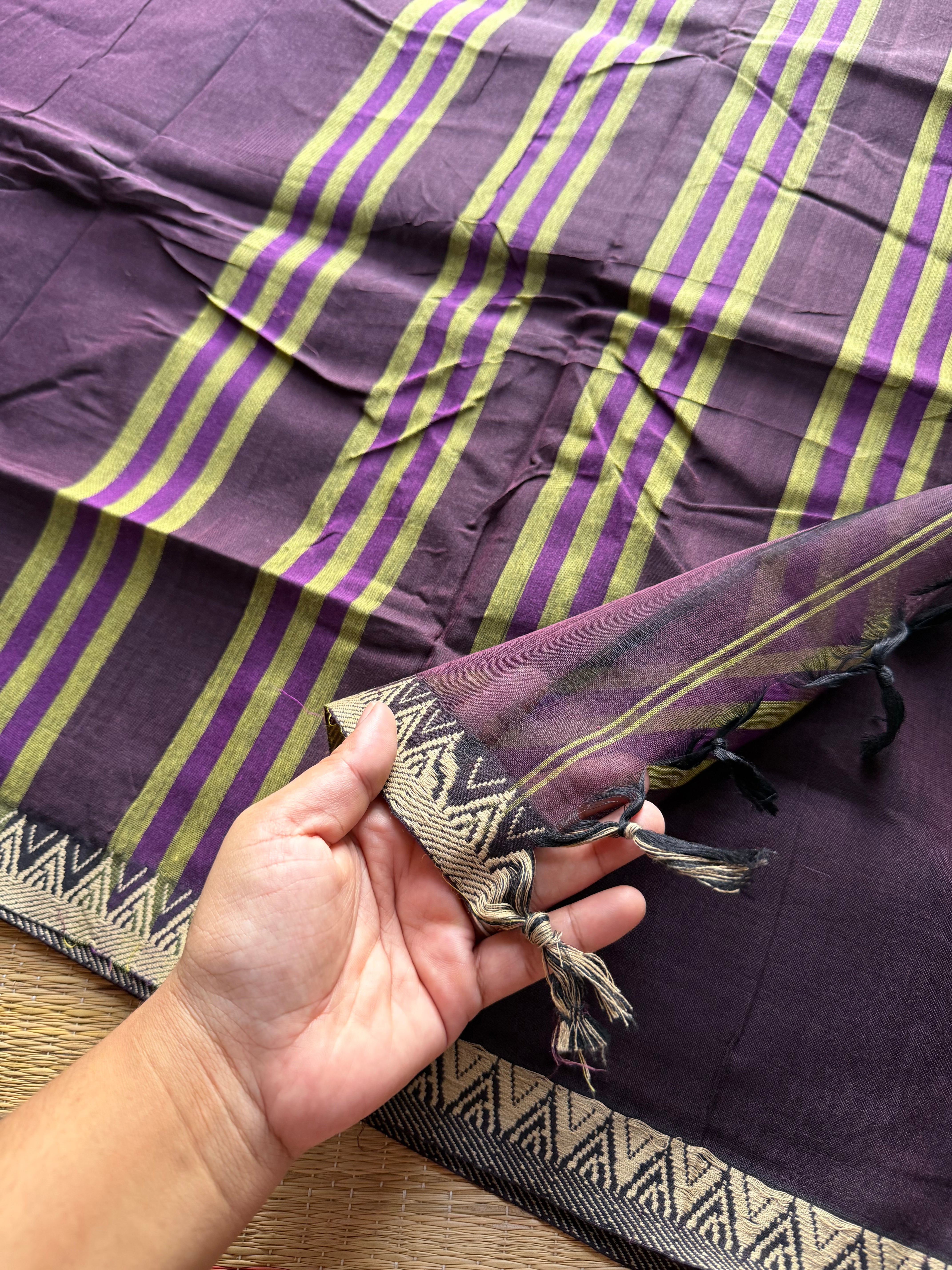 RF222 Brown shade Mercerised Narayanpet cotton saree