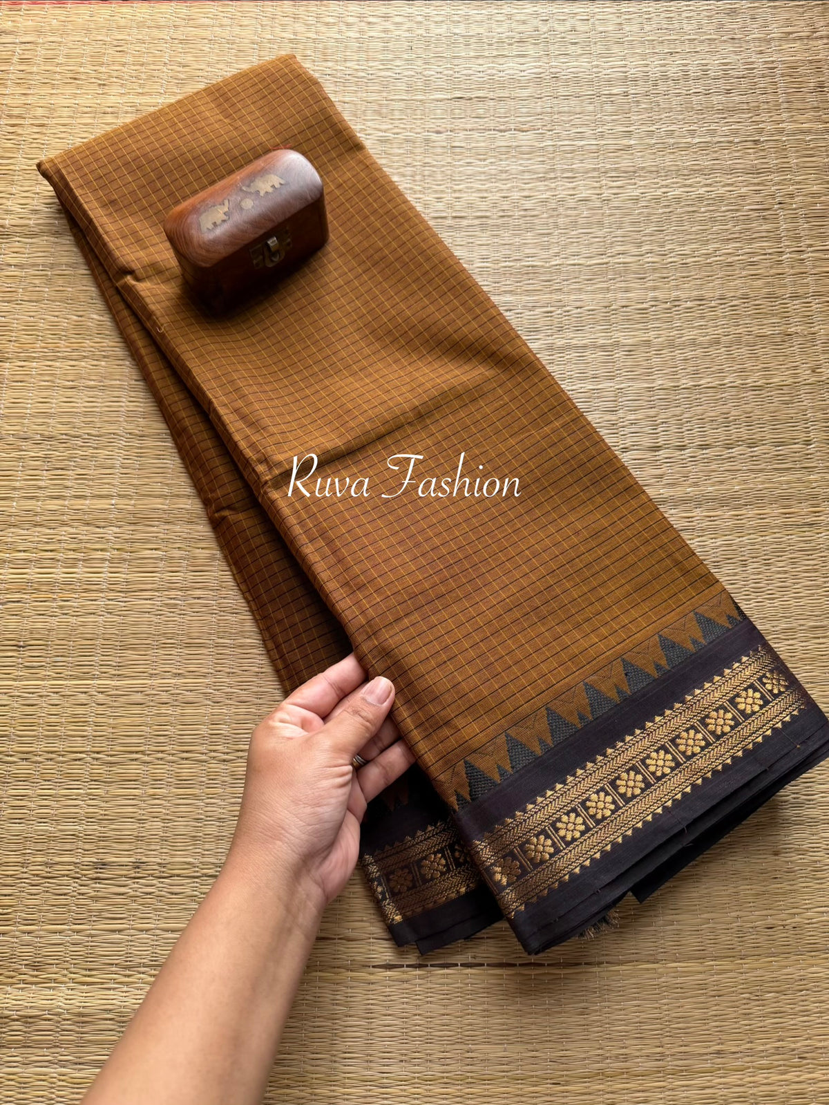 Honey Shade Small Checks / Podi Kattam Kanchi Cotton Saree
