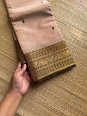RF1164 Beige shade Kanchi cotton saree with handmade thread buttas