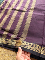 RF313 Dual tone Brown shade Mercerised Narayanpet Cotton Saree With Small Annam and elephant pattern border