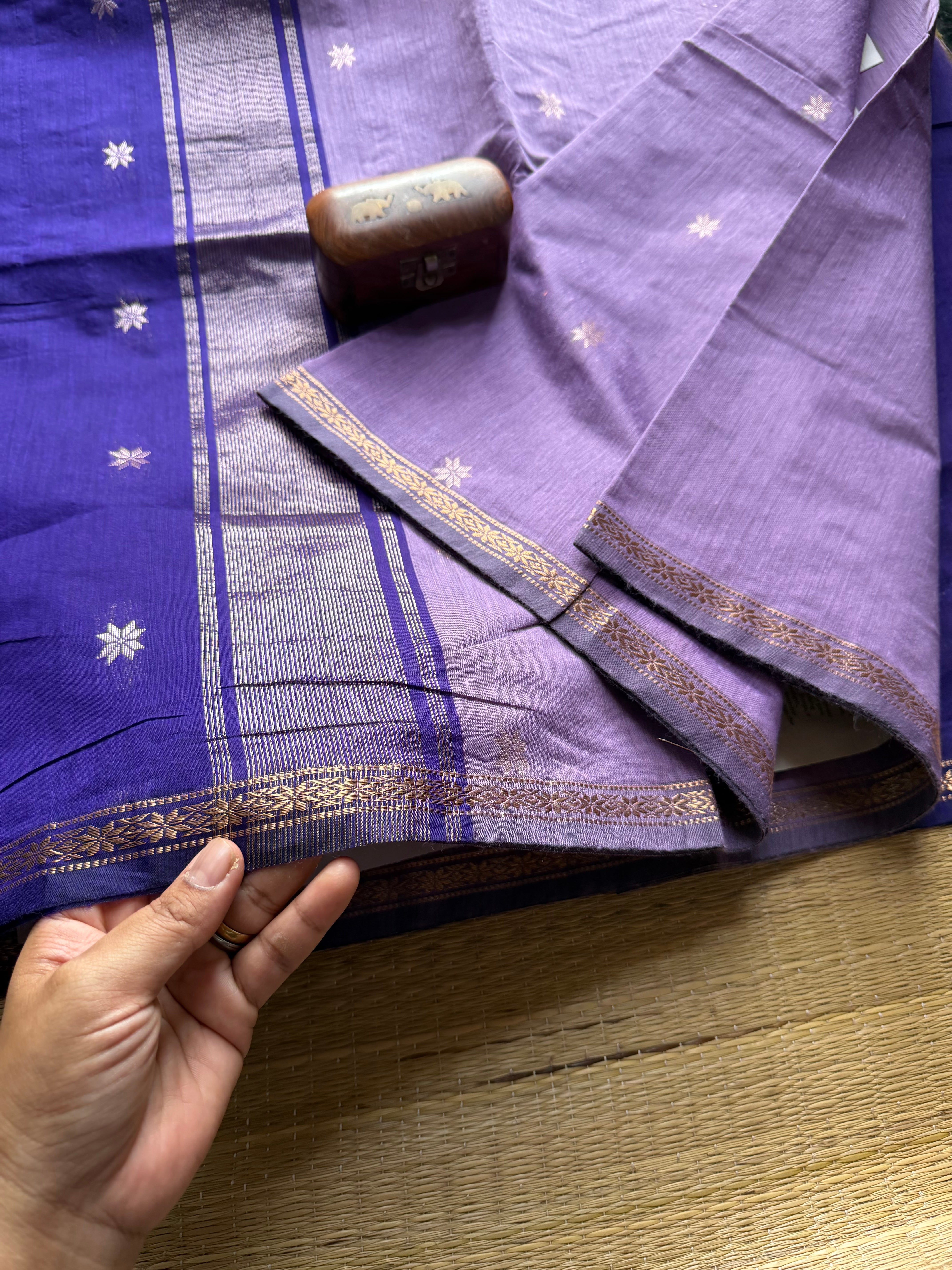 Lavender Shade Maheswari Semi Silk Cotton Saree