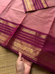 RF684 Silk saree inspired Kanchi cotton saree ~ Onion pink