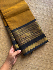 RF1157 Mustard with black Kanchi cotton saree