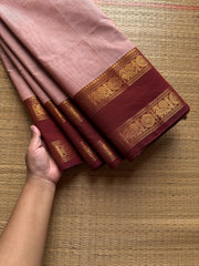 RF1097 Beige shade ~ Gap Border Kanchi Cotton saree