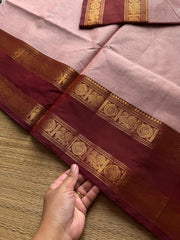 RF1097 Beige shade ~ Gap Border Kanchi Cotton saree