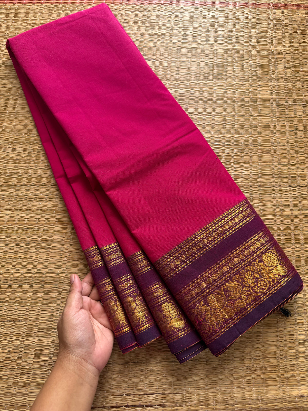 RF424 Magenta Pink shade Kanchi cotton saree