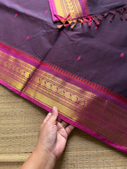 RF915 Beetroot skin shade ~ Kanchi cotton saree with handmade thread buttas