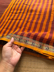 Maroon Narayanpet cotton saree with small border & Kattam / checks pattern saree