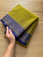 RF260 Green shade Kanchi cotton saree with small thread border