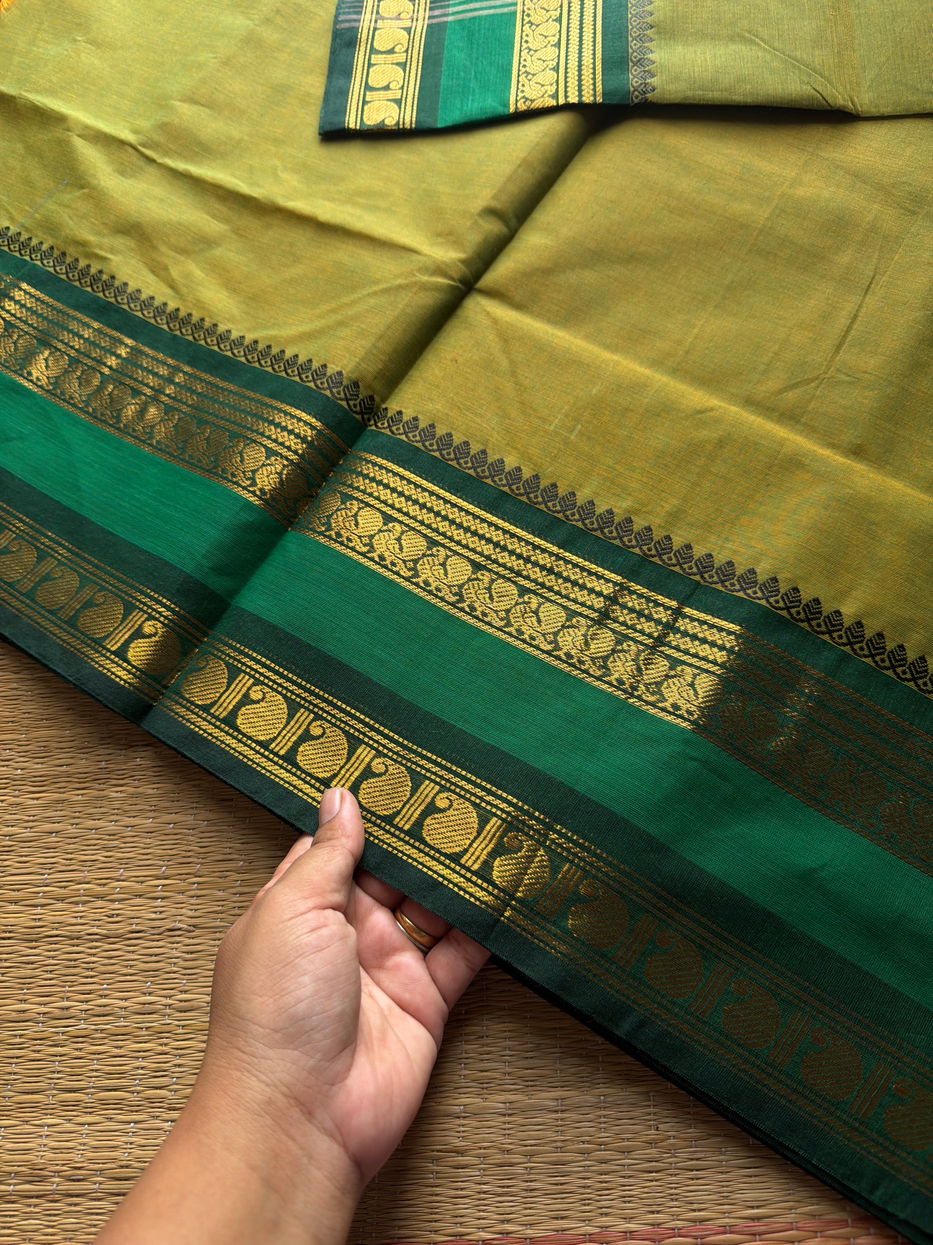 RF945 Dual tone light green Kanchi cotton saree