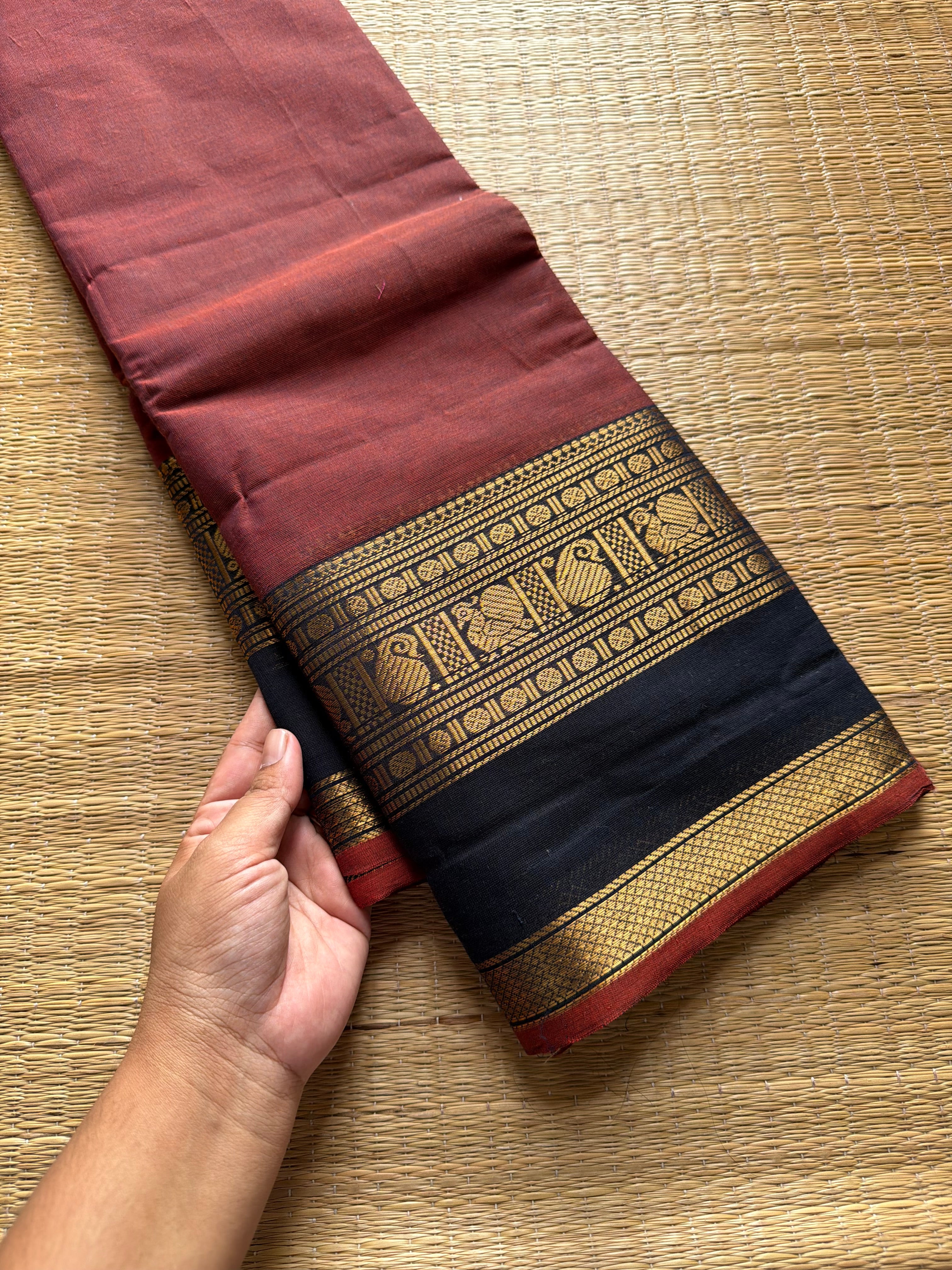 RF771 Rustic maroon shade Kanchi cotton saree