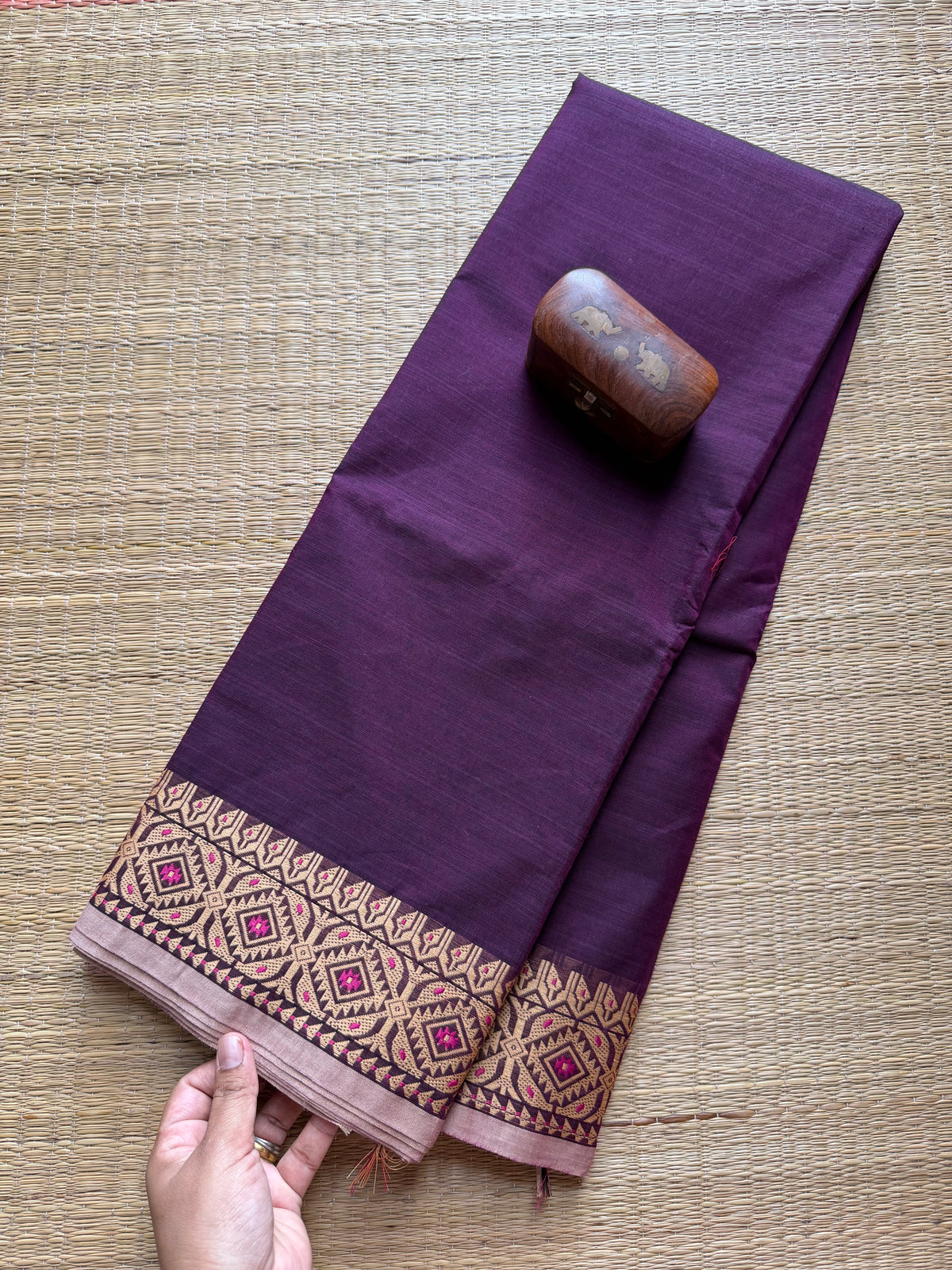 RF10 Purple Shade Soft Kanchi Cotton Saree with small thread border - RF10