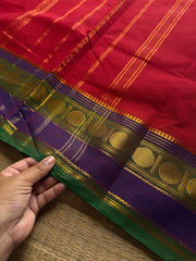 RF1230 Chilli red Kanchi cotton saree ~ Silk saree inspired