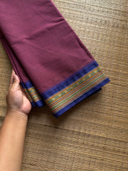 RF967 Dual tone magenta pink ~ Thread border Kanchi Cotton Saree