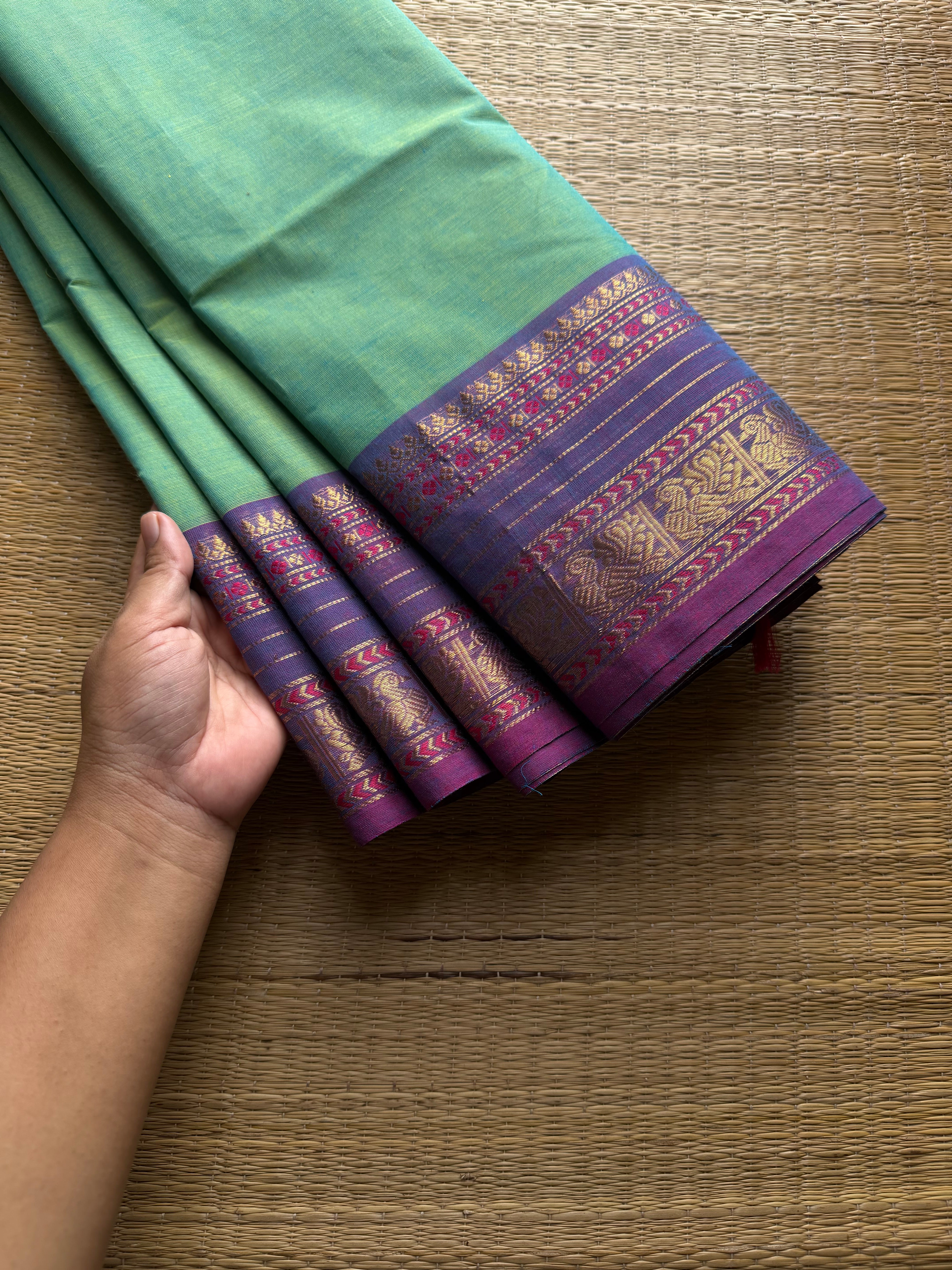 RF953 Apple green shade Kanchi cotton saree